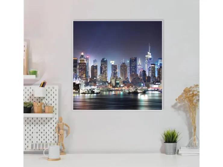 Banjado Magnettafel 50x50cm Magnetwand Weiß Aus Metall Magnetpinnwand Pinnwand Inkl. 4 Magnete Motiv New York