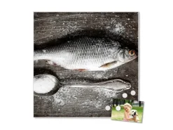 Banjado Magnettafel 50x50cm Magnetwand Weiß Aus Metall Magnetpinnwand Pinnwand Inkl. 4 Magnete Motiv Fisch Und Salz