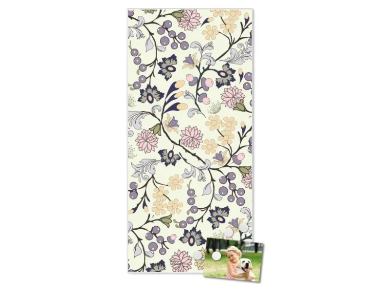 Banjado Magnettafel 37x78cm Magnetwand Weiß Aus Metall Magnetpinnwand Pinnwand Inkl. 4 Magnete Motiv Florale Tapete* Tapezierzubehör