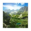 Banjado Magnettafel 50x50cm Magnetwand Weiß Aus Metall Magnetpinnwand Pinnwand Inkl. 4 Magnete Motiv Bergsee Alpen