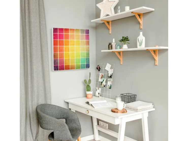 Banjado Magnettafel 50x50cm Magnetwand Weiß Aus Metall Magnetpinnwand Pinnwand Inkl. 4 Magnete Motiv Bunte Glasbausteine* Pinnwände