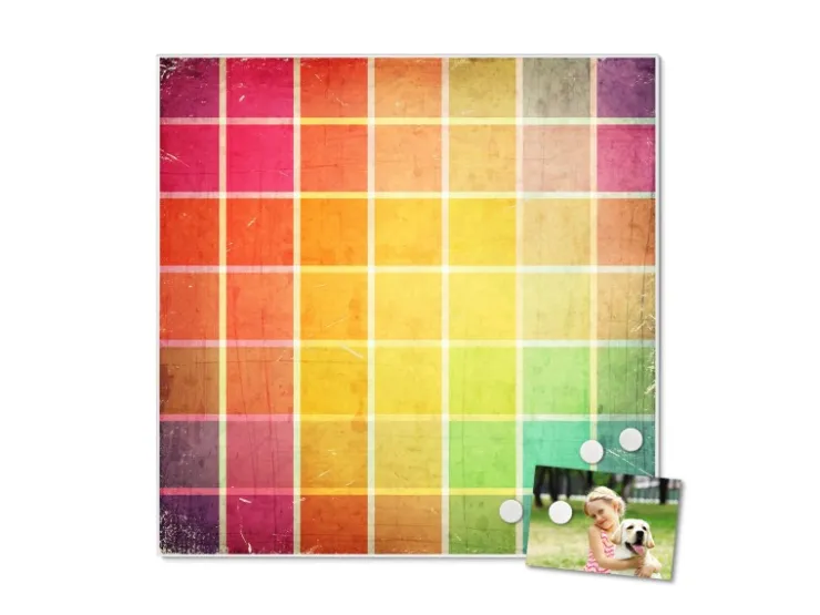 Banjado Magnettafel 50x50cm Magnetwand Weiß Aus Metall Magnetpinnwand Pinnwand Inkl. 4 Magnete Motiv Bunte Glasbausteine* Pinnwände