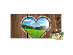 Banjado Magnettafel 78x37cm Magnetwand Silber Aus Metall Magnetpinnwand Pinnwand Inkl. 4 Magnete Motiv Ausblick Mit Herz* Pinnwände