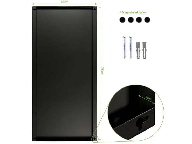 Banjado Magnettafel 37x78cm Magnetwand Schwarz Aus Metall Magnetpinnwand Pinnwand Inkl. 4 Magnete Motiv Geöltes Holz* Wanddekoration|Pinnwände
