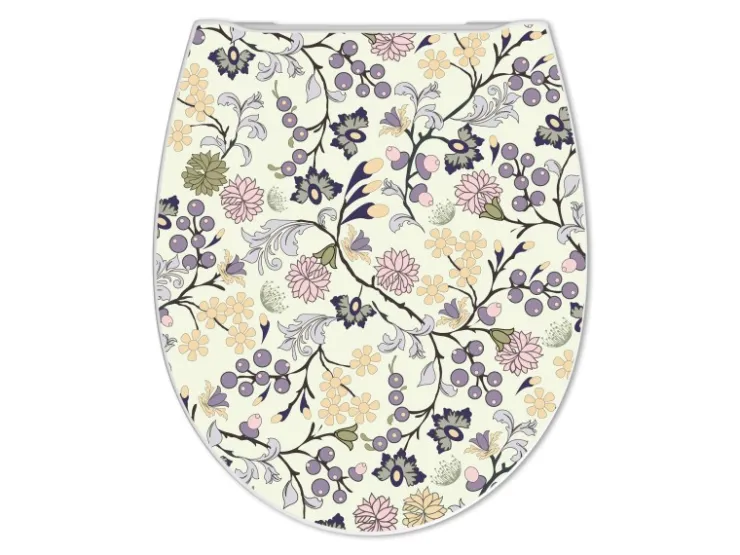 Banjado Premium Toilettendeckel Mit Absenkautomatik WC-Sitz Soft Close Hygienischer Klodeckel Duroplast Mit Motiv Florale Tapete* Tapezierzubehör