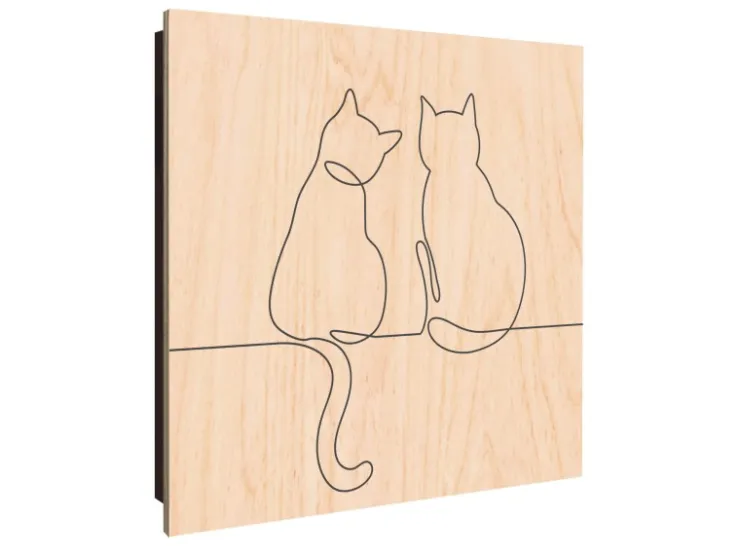 Banjado Schlüsselkasten Holz 30x30cm Scharnier Rechts 50 Haken Design Schlüsselbox Motiv Katzenliebe 2* Garderoben