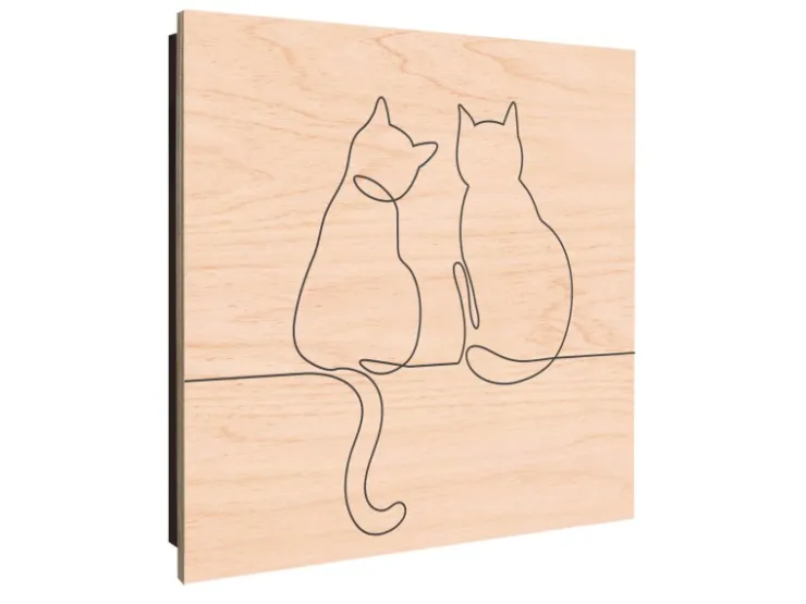 Banjado Schlüsselkasten Holz 30x30cm Scharnier Rechts 50 Haken Design Schlüsselbox Motiv Katzenliebe 2* Garderoben