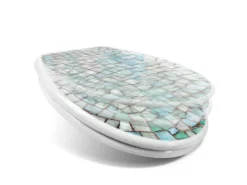 Banjado Toilettendeckel Mit Absenkautomatik WC-Sitz Soft Close Weiß Hygienischer Duroplast Leichte Montage Mit Motiv Mosaik Blau* Mosaik