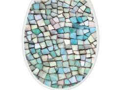 Banjado Toilettendeckel Mit Absenkautomatik WC-Sitz Soft Close Weiß Hygienischer Duroplast Leichte Montage Mit Motiv Mosaik Blau* Mosaik
