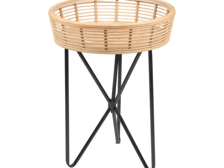 Beistelltisch Minimalist Zen Rund 49 cm x Ø 37 cm Natur-Schwarz* Tische