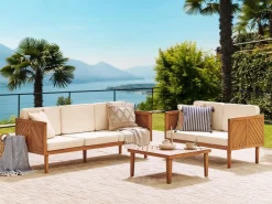 Beliani Gartensofa Heller Holzfarbton Beige 65x179x76* Sofas