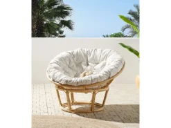 Beliani Gartenstuhl Naturfarben Beige 110x110x77* Kissen|Stühle