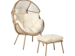 Beliani Sessel Beige Naturfarben Weiss 93x89x130