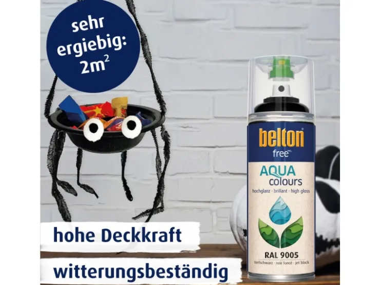 belton Free AQUAcolours Buntlack RAL 9005 hochglänzend 400 ml* Sprühlacke