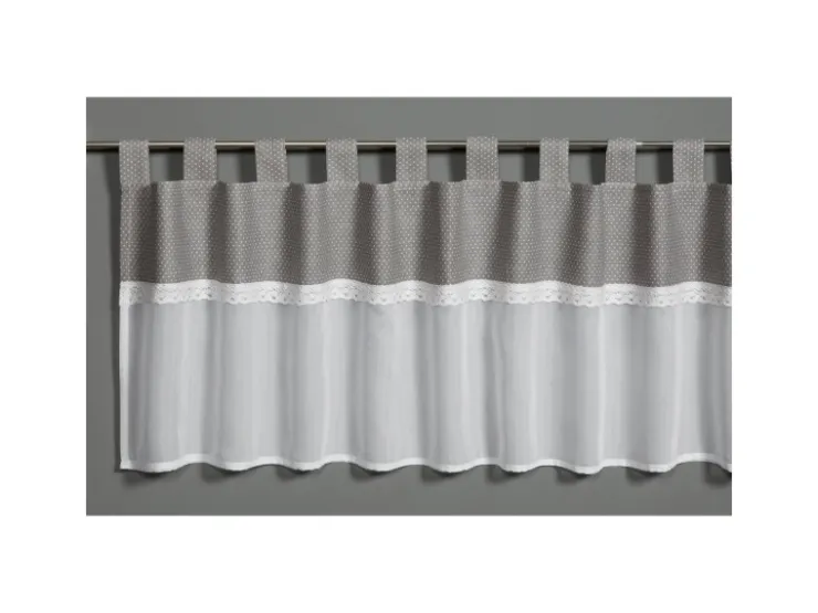 Bennetti Bistrogardine Batist mit Spitzenborte Silbergrau 45 x 135 cm