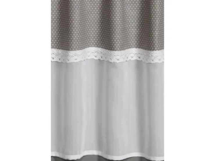 Bennetti Bistrogardine Batist mit Spitzenborte Silbergrau 45 x 135 cm