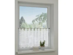 Bennetti Bistrogardine Naturoptik mit Häkelspitze Weiß 48 x 140 cm* Vitrinen