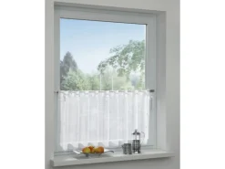 Bennetti Bistrogardine Voile mit Silberdruck Weiß 45 x 140 cm* Vitrinen