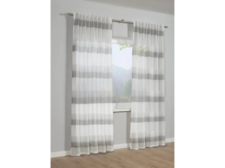 Bennetti Schal mit Gardinenband Etamine Grau 245 x 140 cm
