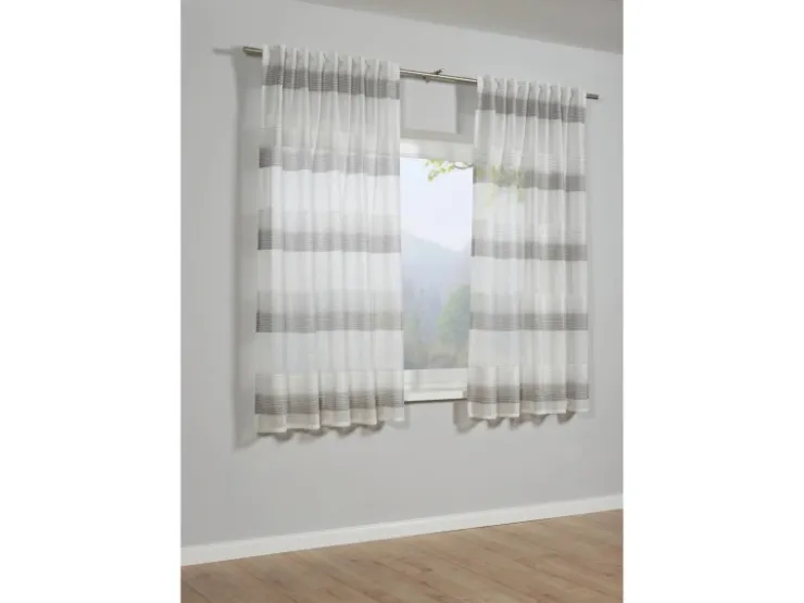 Bennetti Schal mit Gardinenband Etamine Grau 245 x 140 cm