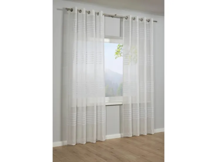 Bennetti Schal mit Ösen Etamine 3-D Streifen Weiß 140 x 245 cm* Türvorhänge