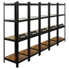 BERLINLODGE 5er Wohnregal Ragnar Set HxBxT 150x45x45cm Fachlast 100kg Vintagebraun-Schwarz