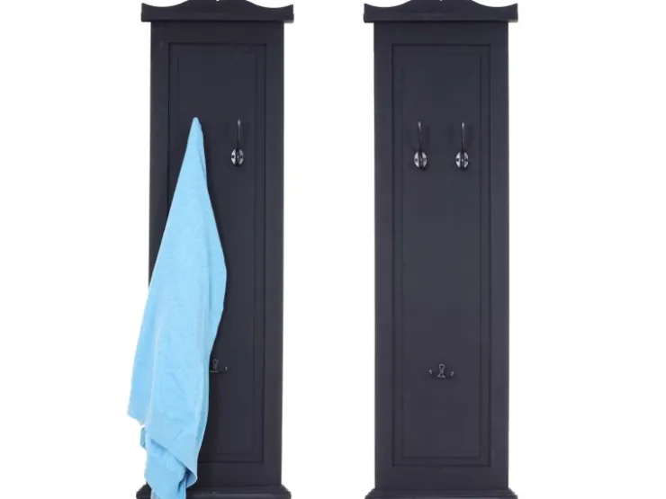 BERLINLODGE Garderobe 2er-Set 109x28x5,5cm Wandhaken Holz Lackiert* Garderoben