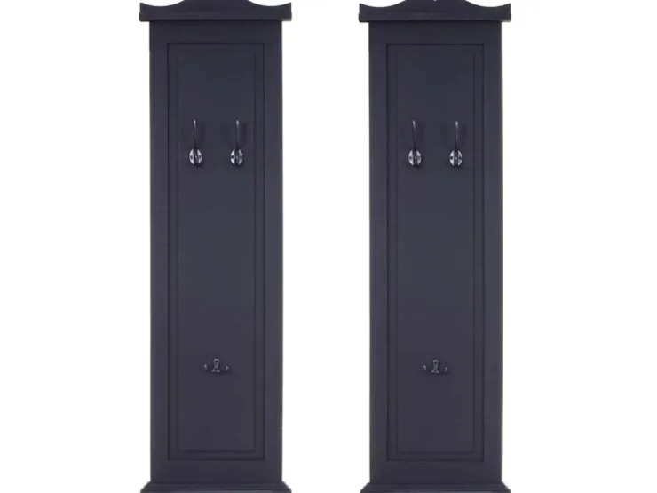BERLINLODGE Garderobe 2er-Set 109x28x5,5cm Wandhaken Holz Lackiert* Garderoben