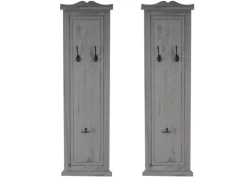 BERLINLODGE Garderobe 2er-Set 109x28x5,5cm Wandhaken Holz Shabby* Garderoben