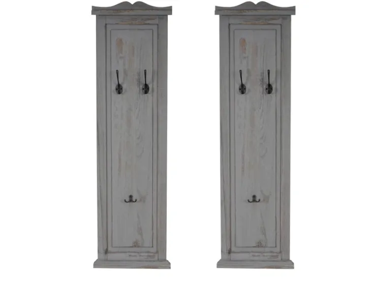 BERLINLODGE Garderobe 2er-Set 109x28x5,5cm Wandhaken Holz Shabby* Garderoben
