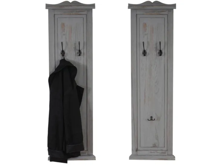 BERLINLODGE Garderobe 2er-Set 109x28x5,5cm Wandhaken Holz Shabby* Garderoben