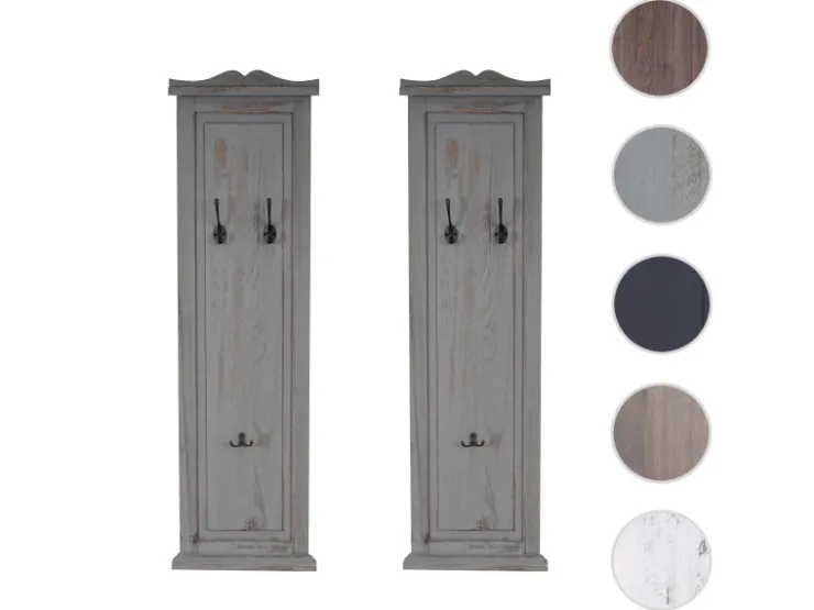 BERLINLODGE Garderobe 2er-Set 109x28x5,5cm Wandhaken Holz Shabby* Garderoben
