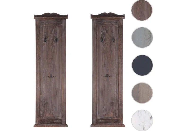 BERLINLODGE Garderobe 2er-Set 109x28x5,5cm Wandhaken Holz Shabby* Garderoben