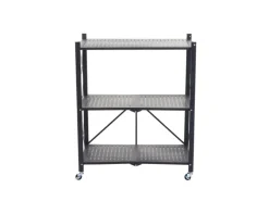 BERLINLODGE KLAP Klappbares Regal Auf Rollen HxBxT 87 x 72 x 34 cm 3 Ebenen Belastbarkeit 150kg Wohnregal* Regale Schwarz
