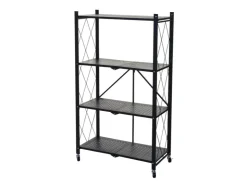 BERLINLODGE KLAP Klappbares Regal Auf Rollen HxBxT 127 x 72 x 34 cm 4 Ebenen Belastbarkeit 200kg Wohnregal* Regale Schwarz