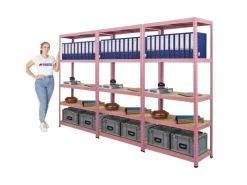 BERLINLODGE Mega Deal 3x Wohnregal PINK LADY HxBxT 180x90x40cm Fachlast 175kg 5 Ebenen Pink Bücherregal Standregal Büroregal* Büroregale