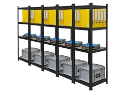 BERLINLODGE Mega Deal 5x Wohnregal Ragnar HxBxT 150x45x45cm Fachlast 100kg Matt Shwarz Bücherregal Standregal Büroregal für Wohnzimmer* Büroregale
