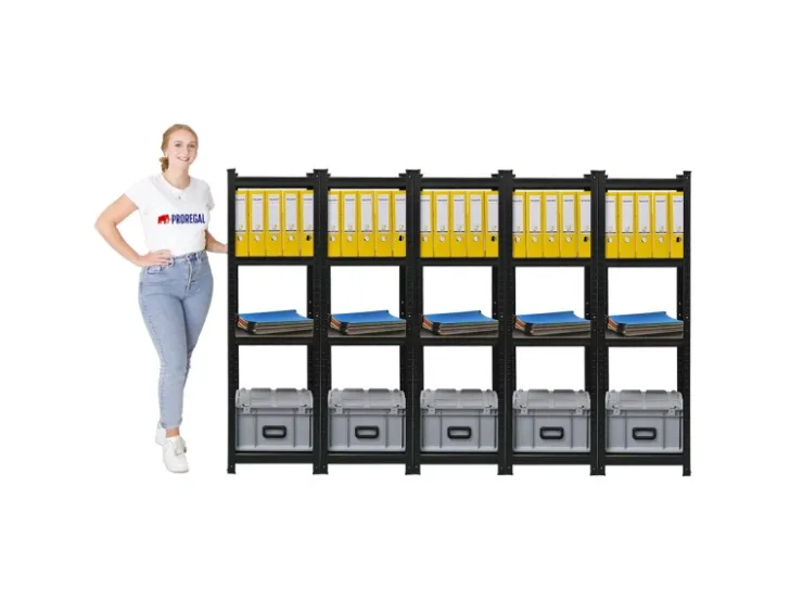 BERLINLODGE Mega Deal 5x Wohnregal Ragnar HxBxT 150x45x45cm Fachlast 100kg Matt Shwarz Bücherregal Standregal Büroregal für Wohnzimmer* Büroregale