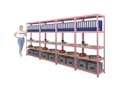 BERLINLODGE Mega Deal 4x Wohnregal PINK LADY HxBxT 180x90x40cm Fachlast 175kg 5 Ebenen Pink Bücherregal Standregal Büroregal* Büroregale