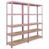 BERLINLODGE Mega Deal 2x Wohnregal PINK LADY HxBxT 180x90x40cm Fachlast 175kg 5 Ebenen Pink Bücherregal Standregal Büroregal