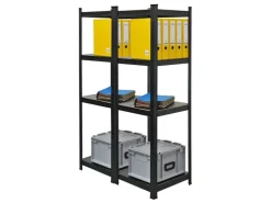 BERLINLODGE Mega Deal 2x Wohnregal Ragnar HxBxT 150x45x45cm Fachlast 100kg Matt Shwarz Bücherregal Standregal Büroregal für Wohnzimmer* Büroregale
