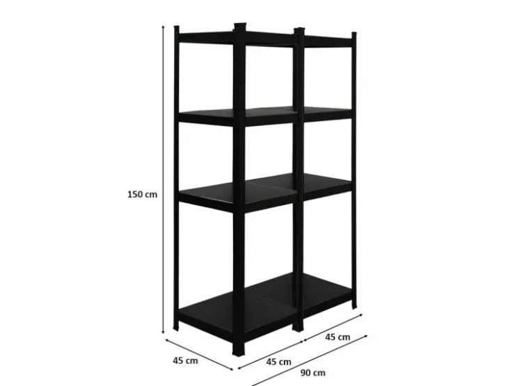 BERLINLODGE Mega Deal 2x Wohnregal Ragnar HxBxT 150x45x45cm Fachlast 100kg Matt Shwarz Bücherregal Standregal Büroregal für Wohnzimmer* Büroregale