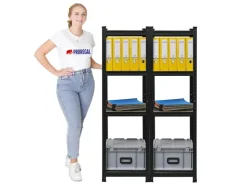 BERLINLODGE Mega Deal 2x Wohnregal Ragnar HxBxT 150x45x45cm Fachlast 100kg Matt Shwarz Bücherregal Standregal Büroregal für Wohnzimmer* Büroregale