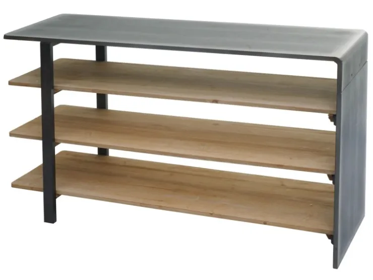 BERLINLODGE Regal HxBxT 72x119x40cm Massiv-Holz Industrial Natur Mit Metall-Optik Wohnregal Bücherregal Schuhregal Sideboard