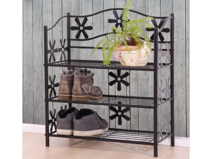 BERLINLODGE Regal Metall Bücherregal Schuhregal Standregal HxBxT 70x60x30cm 3 Böden Höhe 70cm* Regale Schwarz|Bücherregale