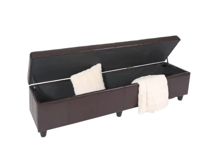 BERLINLODGE Sitzbank Mit Aufbewahrung Lars XXL 45x180x45cm Leder & Kunstleder