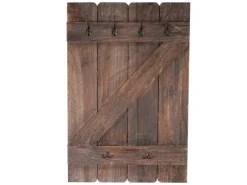 BERLINLODGE Wandgarderobe 91x60x10cm 6 Haken Shabby