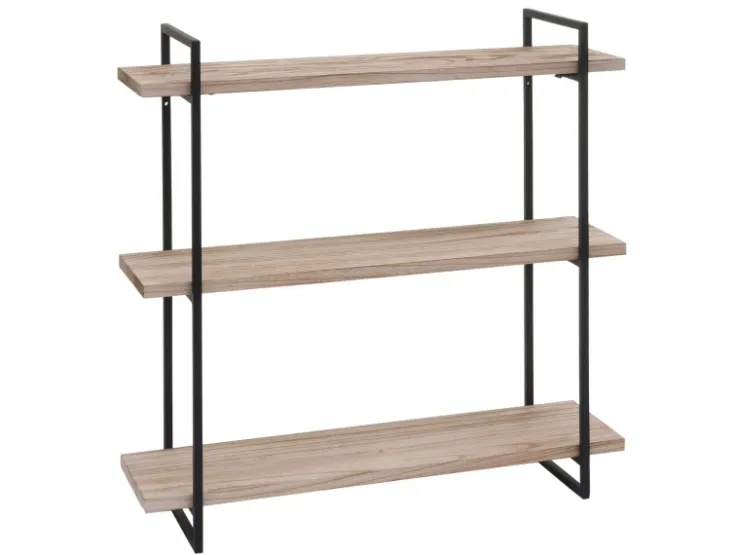 BERLINLODGE Wandregal HxBxT 60x60x18cm 3 Regalböden Massiv-Holz Industrial Hängeregal Schweberegal* Schweberegale|Holzregale