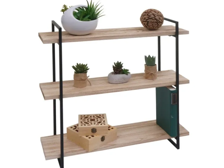 BERLINLODGE Wandregal HxBxT 60x60x18cm 3 Regalböden Massiv-Holz Industrial Hängeregal Schweberegal* Schweberegale|Holzregale