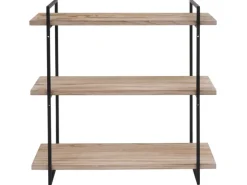 BERLINLODGE Wandregal HxBxT 60x60x18cm 3 Regalböden Massiv-Holz Industrial Hängeregal Schweberegal* Schweberegale|Holzregale